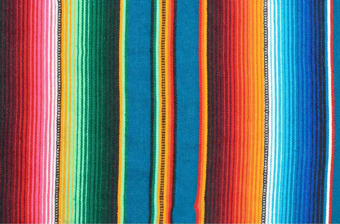 photo of colorful Hispanic cloth with a rainbow pattern