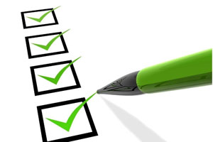 column of boxes with green check marks in each one